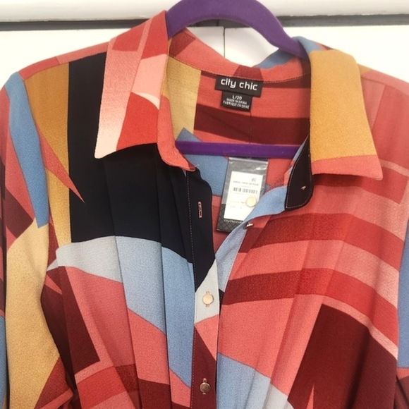 🏷️ City Chic Twist of Fate Geometric Midi Dress 18/20 - Picture 8 of 8